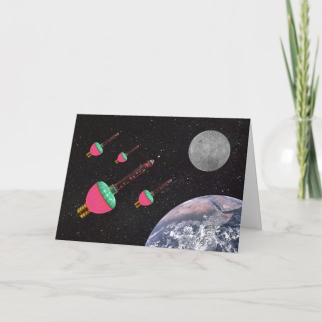 Cartes Pour Fêtes Annuelles Lumières bulles dans l'espace personnalisé (Devant)