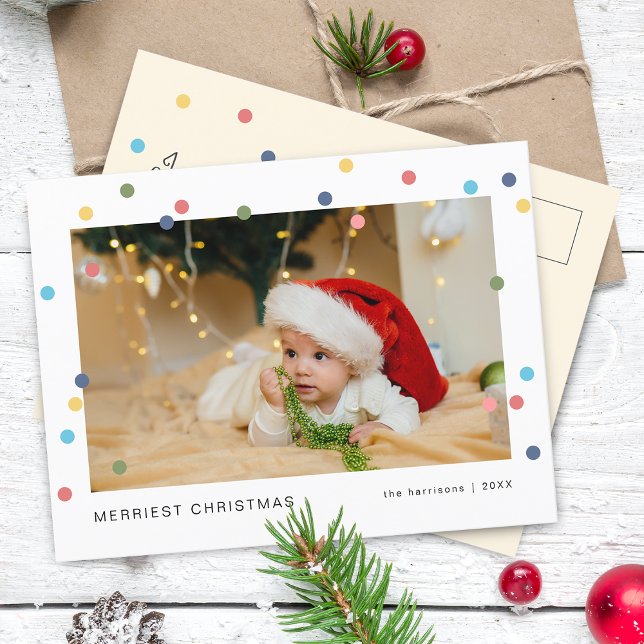 Cartes Pour Fêtes Annuelles Lumières Colorées Modernes Photo (Modern Colorful Lights Photo Holiday Postcard)