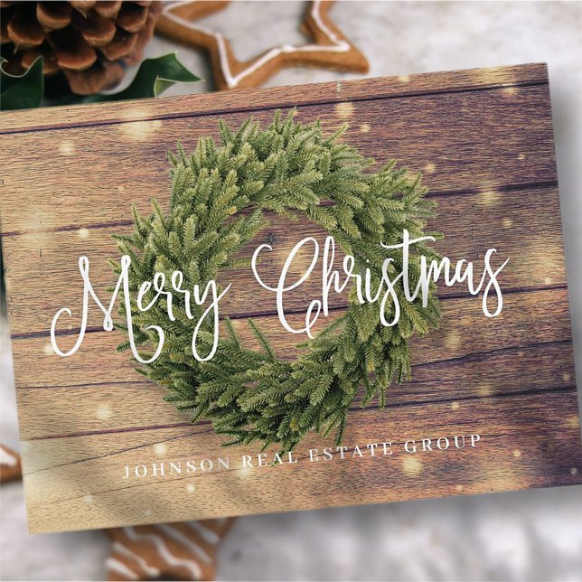 Cartes Pour Fêtes Annuelles Lumières de fées en bois de couronnes Joyeux voeux (Créateur téléchargé)
