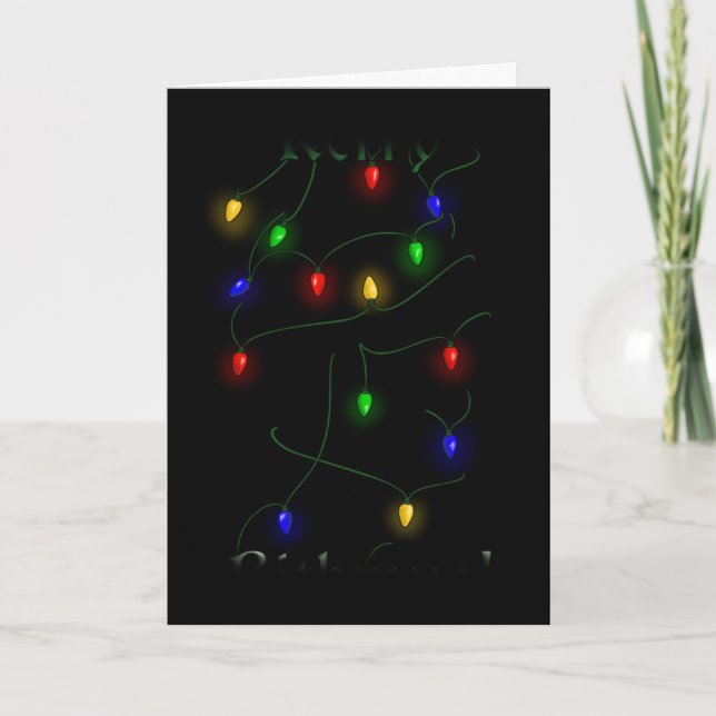Cartes Pour Fêtes Annuelles Lumières de Noël d'Airedale Terrier (Devant)