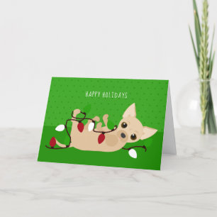 Cartes Pour Fêtes Annuelles Lumières de Noël du Chihuahua Vert