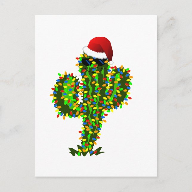 Cartes Pour Fêtes Annuelles Lumières de Noël du Saguaro (Devant)