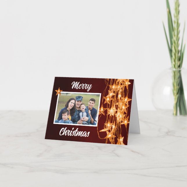 Cartes Pour Fêtes Annuelles Lumières de Noël en forme d'étoiles pour photo de  (Devant)