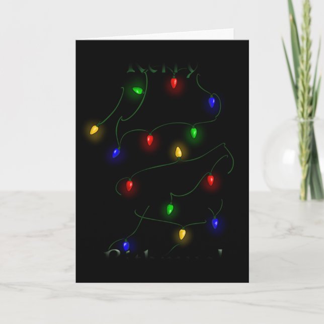 Cartes Pour Fêtes Annuelles Lumières de Noël Golden Retriever (Devant)