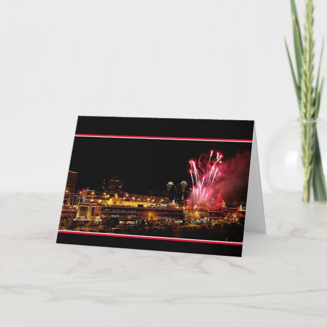 Cartes Pour Fêtes Annuelles Lumières de plaza de Kansas City, feux d'artifice (Devant)