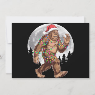 Cartes Pour Fêtes Annuelles Lumières de sapin de Noël Bigfoot Santa Xmas Sasqu