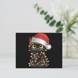 Cartes Pour Fêtes Annuelles Lumières de sapin de Noël chat noir drôle de chato