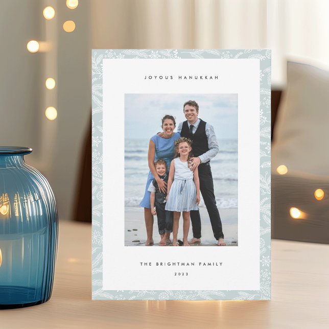 Cartes Pour Fêtes Annuelles Lumières d'hiver | Hanoukka photo verticale modern (Créateur téléchargé)
