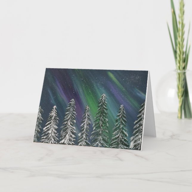 Cartes Pour Fêtes Annuelles Lumières du Nord, Aurora Borealis (Devant)