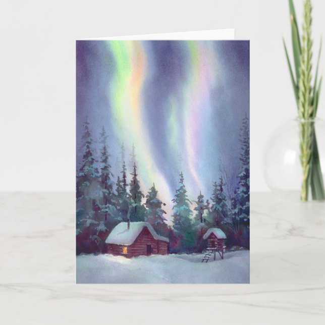Cartes Pour Fêtes Annuelles LUMIÈRES DU NORD par SHARON SHARPE (Devant)