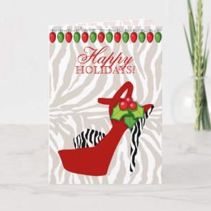 Cartes Pour Fêtes Annuelles Lumières rouges de zèbre de chaussure de talon