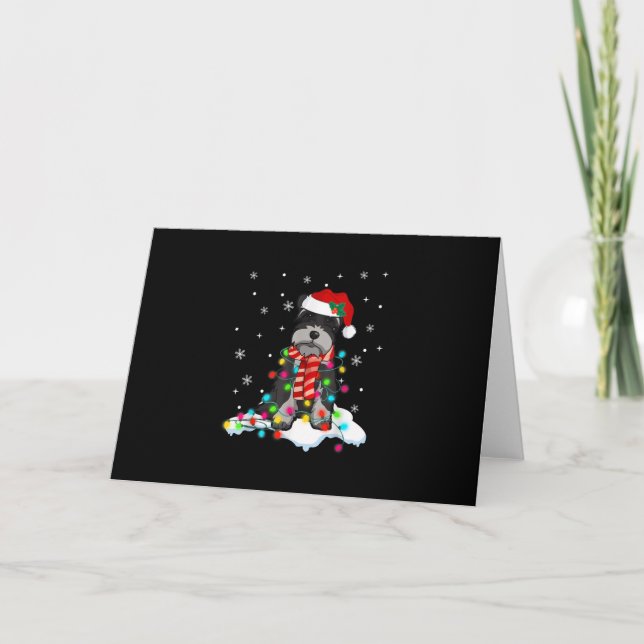 Cartes Pour Fêtes Annuelles lumières schnautiques de Noël mignonnes avec chape (Devant)