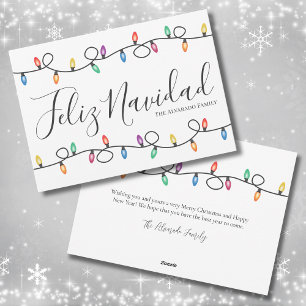 Cartes Pour Fêtes Annuelles Lumières simples Feliz Navidad Christmas Card