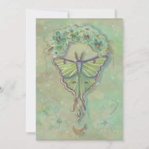 Cartes Pour Fêtes Annuelles Luna Moth moon design par Renee Lavoie
