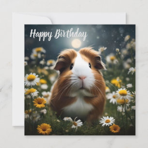 Cartes Pour Fêtes Annuelles Lune De Cochon Et Marguerites Brown Et Blanche,
