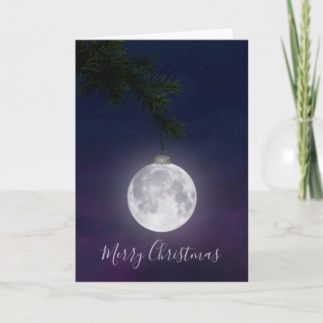 Cartes Pour Fêtes Annuelles Lune de Noël sur Pine Bough (Devant)