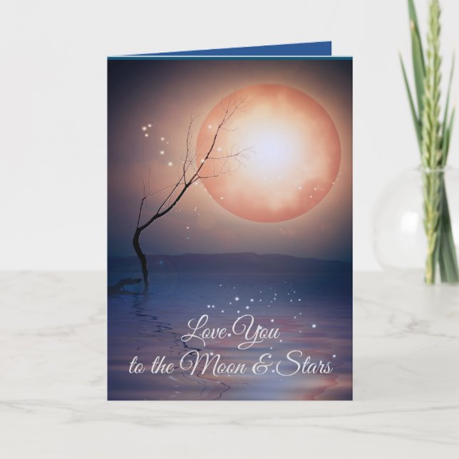 Cartes Pour Fêtes Annuelles Lune & Étoiles Vous Aimez Romantique Plié (Devant)