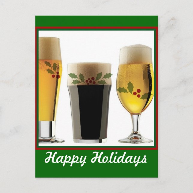 Cartes Pour Fêtes Annuelles Lunettes de bière Salutations de vacances (Devant)