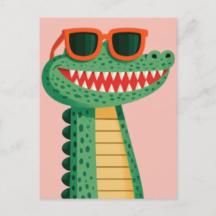 Cartes Pour Fêtes Annuelles Lunettes de soleil de crocodile drôle Mignon anima