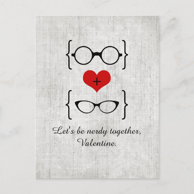 Cartes Pour Fêtes Annuelles Lunettes Red Geeky Valentine's Day Postcard (Devant)
