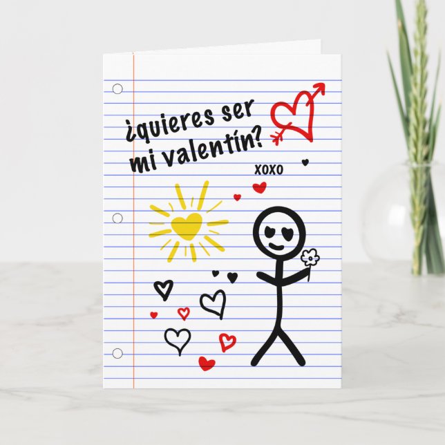 Cartes Pour Fêtes Annuelles l'utilisateur mi valentin bocetos de papel de cuad (Devant)
