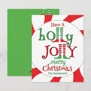 Cartes Pour Fêtes Annuelles Lutin de Tourbillon de Menthe Noël Joyeux et Merry