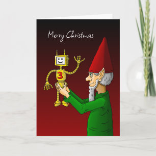 Cartes Pour Fêtes Annuelles Lutins de Noël avec un robot jouet