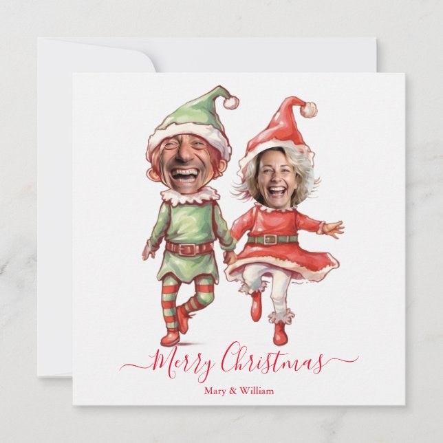 Cartes Pour Fêtes Annuelles lutins de Noël couple (Devant)