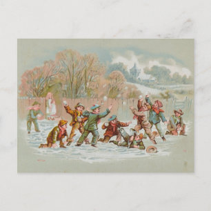 Cartes Pour Fêtes Annuelles Lutte vintage contre le snowball