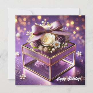 Cartes Pour Fêtes Annuelles Lux violet verre floral cadeau or chiffon arc
