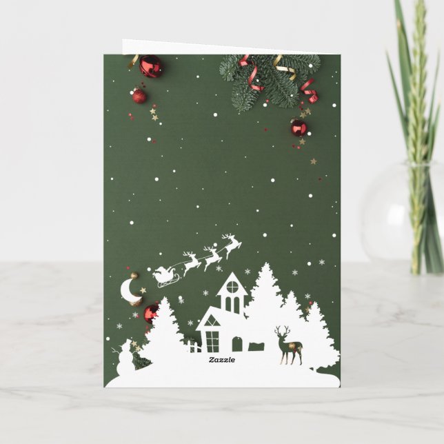 Cartes Pour Fêtes Annuelles Luxury Green Christmas Card With Golden Accents (Dos)
