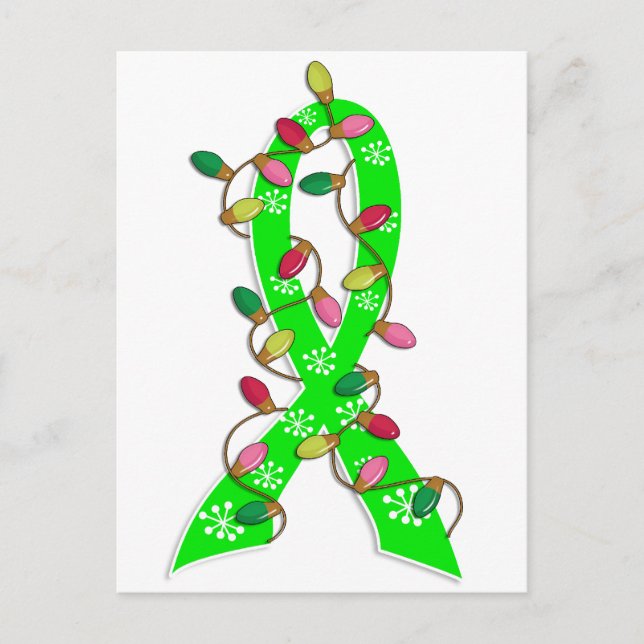 Cartes Pour Fêtes Annuelles Lyme Maladie Feux de Noël Ribbon (Devant)