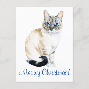 Cartes Pour Fêtes Annuelles Lynx Point Siamese Chat Personnalisé Noël