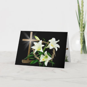 Cartes Pour Fêtes Annuelles Lys de Pâques, Couronne et Croix