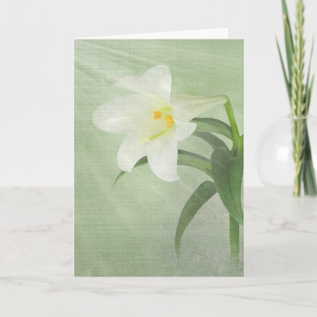 Cartes Pour Fêtes Annuelles Lys de Pâques sur vert (Devant)