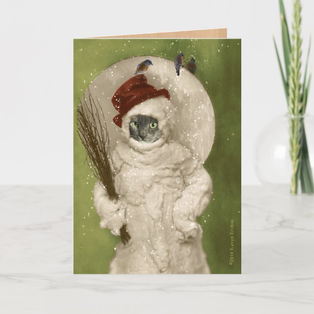 Cartes Pour Fêtes Annuelles M. Cat le bonhomme de neige (Devant)