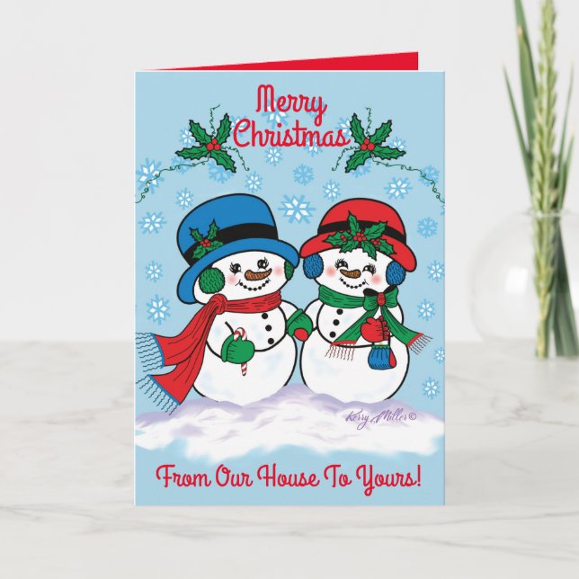 Cartes Pour Fêtes Annuelles M. et Mme Frosty le bonhomme de neige (Devant)