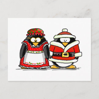 Cartes Pour Fêtes Annuelles M. et Mme Santa Claus Penguin