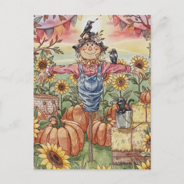 Cartes Pour Fêtes Annuelles "M. Scarecrow" - Belle illustration d'Halloween (Devant)