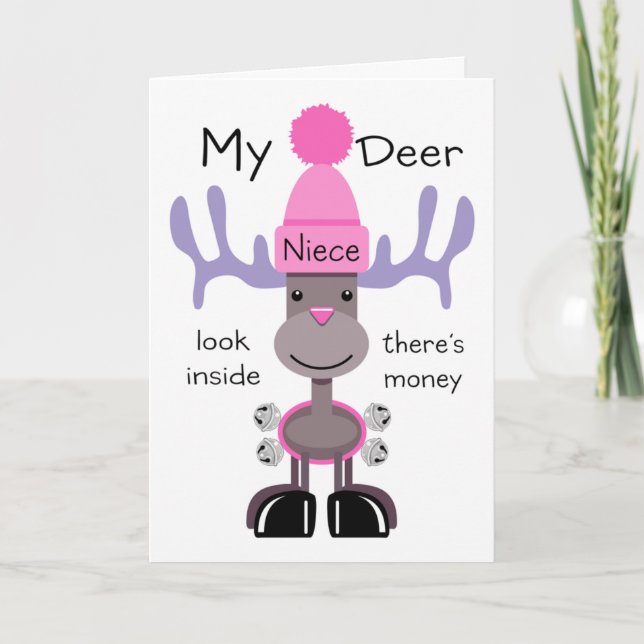 Cartes Pour Fêtes Annuelles Ma nièce de cerfs communs (Devant)