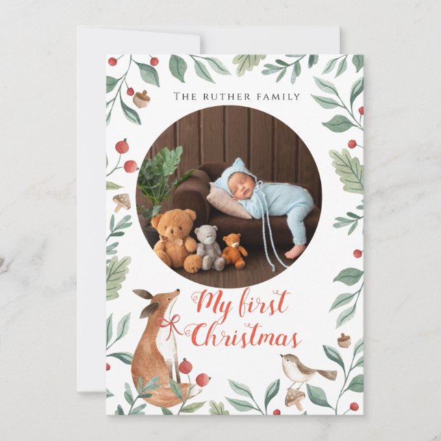 Cartes Pour Fêtes Annuelles Ma première aquarelle de Noël (Devant)