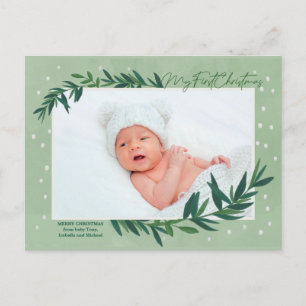 Cartes Pour Fêtes Annuelles Ma première photo de bébé botanique moderne de Noë