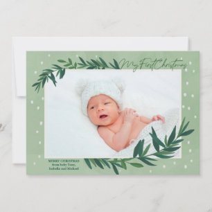 Cartes Pour Fêtes Annuelles Ma première photo de bébé botanique moderne de Noë