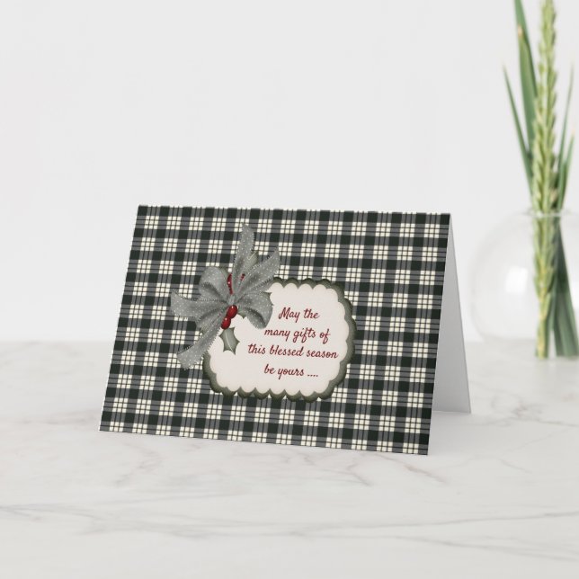 Cartes Pour Fêtes Annuelles MacFarlane Patiné Tartan Noël (Devant)