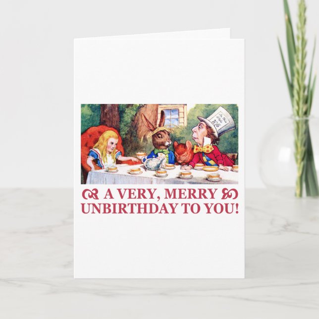 CARTES POUR FÊTES ANNUELLES MAD HATER SOUHAITE ALICE UN JOLI ANNIVERSAIRE ! (Devant)