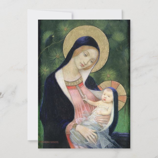 Cartes Pour Fêtes Annuelles Madone de Noël vintage et Enfant Jésus (Devant)