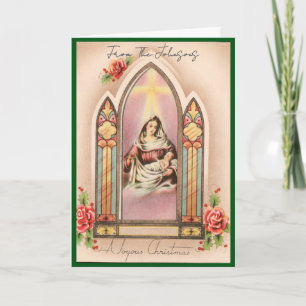 Cartes Pour Fêtes Annuelles Madone de Noël vintage Nom personnalisé Intérieur