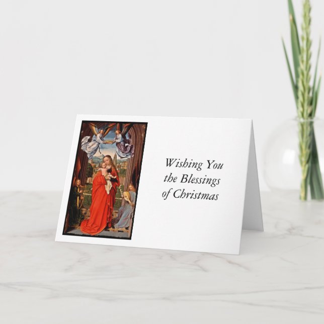 Cartes Pour Fêtes Annuelles Madonna Christ Enfant et Anges (Devant)