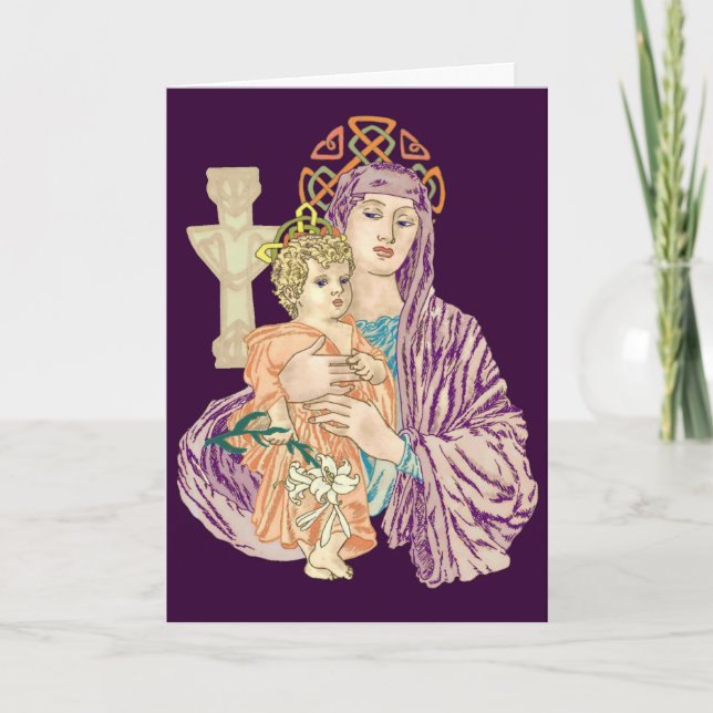 Cartes Pour Fêtes Annuelles Madonna de Noël celtique (Devant)