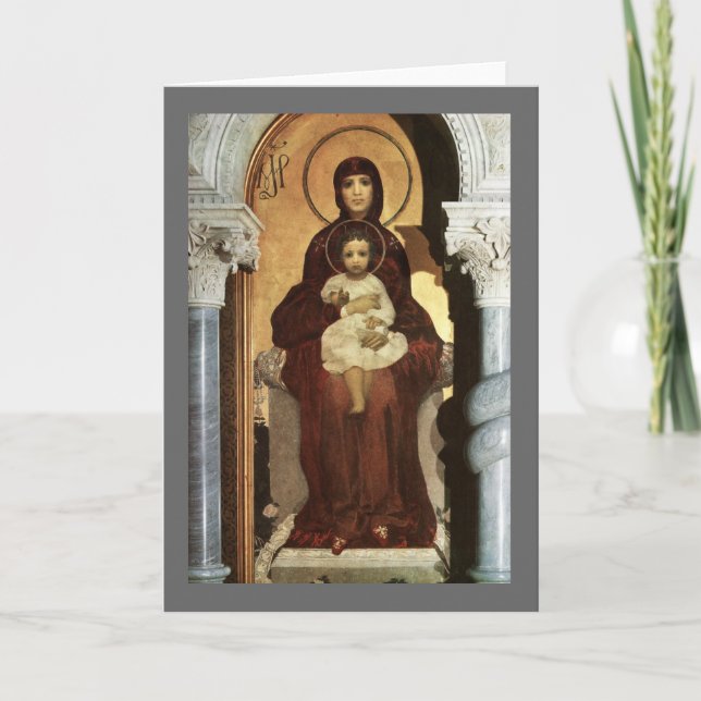 Cartes Pour Fêtes Annuelles Madonna et Bébé Jésus sur le trône (Devant)